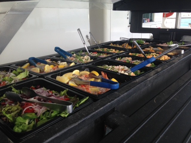 Delicious and fresh buffet lunch on board Wavedancer